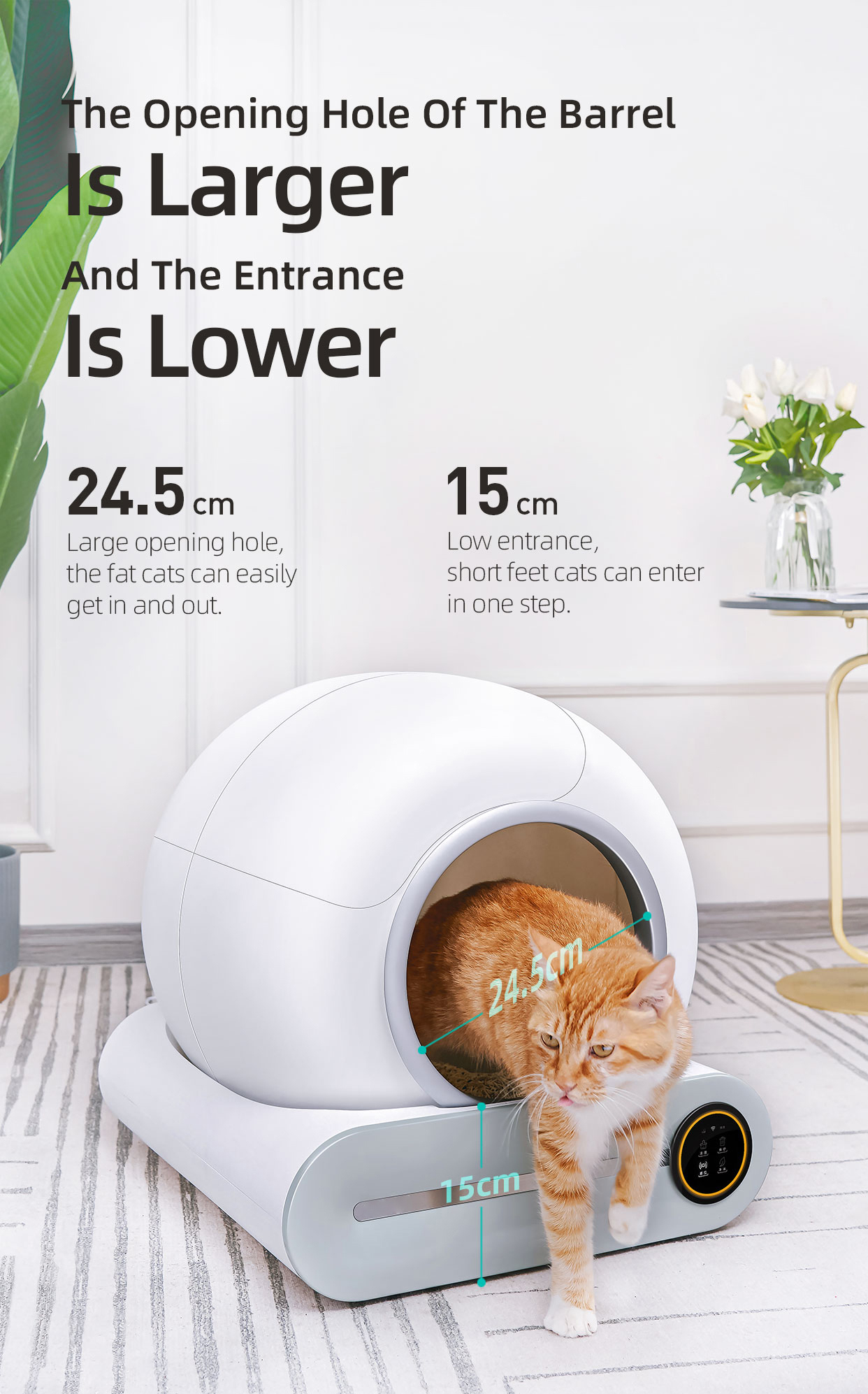 The Smart Cat Litter Box XSAL-0005 sounds like an innovative solution for pet owners looking for convenience and cleanliness in managing their cat's litter. With its intelligent features, such as automated cleaning and a design focused on ease of use, it aims to provide both pets and owners with a better experience. Here are some potential features that might make the Smart Cat Litter Box XSAL-0005 stand out: Automated Cleaning: The litter box likely has sensors to detect when the cat has used it and automatically initiates the cleaning process, removing waste and refreshing the litter bed. Convenient Space: The design may optimize space, making it suitable for smaller living environments such as apartments or condos, where space is limited. Easy to Clean: The litter box likely has features that make it easy for owners to clean, such as removable waste containers or a simple mechanism for replacing litter. Smart Technology: It might incorporate smart technology, allowing owners to monitor their cat's litter box usage remotely through a smartphone app or receive alerts when maintenance is required. Odor Control: Advanced odor control mechanisms could be integrated into the design to keep the area around the litter box fresh and odor-free. Pet-Friendly Design: The litter box might feature a design that appeals to cats, making them more comfortable using it and reducing the likelihood of accidents outside the box.