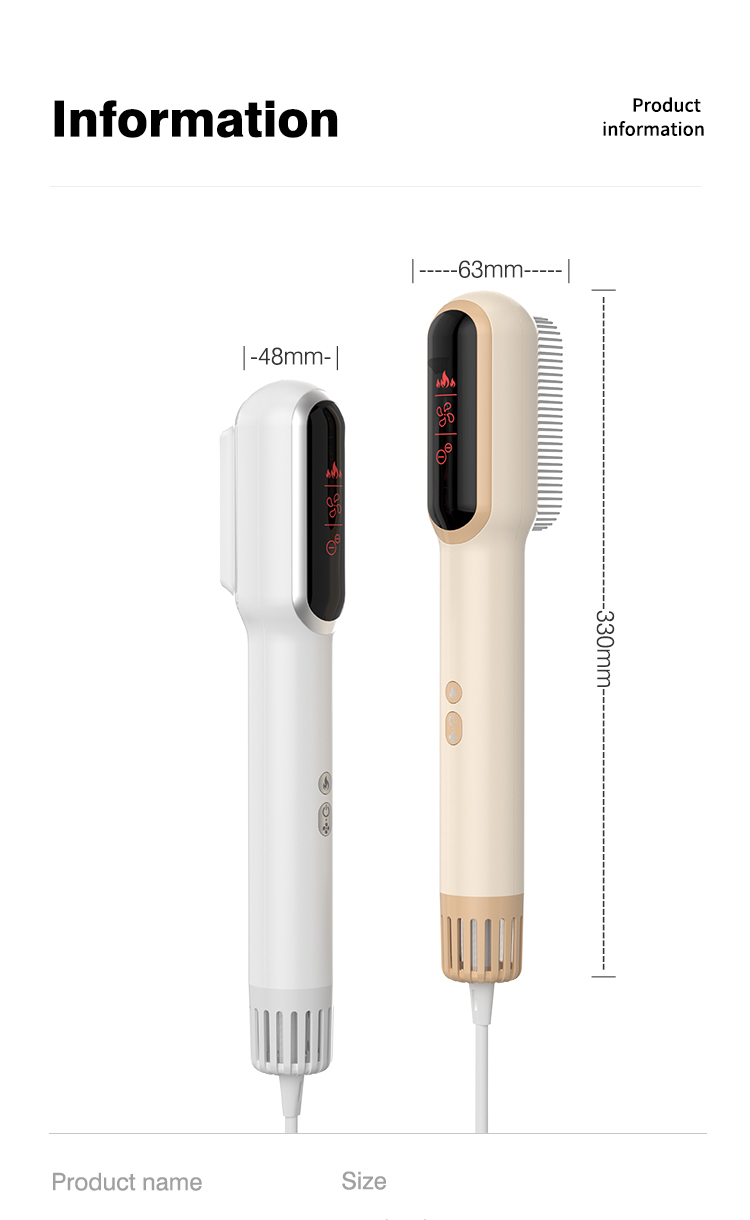 The Intelligent Pet Comb XSGP-0009 is a sophisticated grooming apparatus tailored explicitly for pet care, notably geared towards feline companions. Its comprehensive array of features includes:Pet Hair Dryer Functionality: This integrated feature facilitates swift drying of your pet's fur post-bath or grooming sessions. Utilization of Negative Ion Technology: Leveraging negative ions, this device aims to counteract static electricity, thereby potentially diminishing frizz and static within the fur. Whisper-Quiet Operation: Operating at a subdued volume, this attribute ensures a tranquil grooming environment, particularly beneficial for pets sensitive to noise disturbances. Hair Blowing Capability and Open Knot Comb: The comb's design encompasses an air-blowing functionality, concurrently aiding in untangling knots and mats while grooming your pet's coat. High-Power Performance: Characterized by its robust power output, this device boasts efficacy in both blow-drying and grooming tasks. Versatile Functionality: Exhibiting multifaceted utility, the Intelligent Pet Comb XSGP-0009 transcends conventional grooming implements, offering a diverse range of attachments or settings to accommodate various grooming requisites.