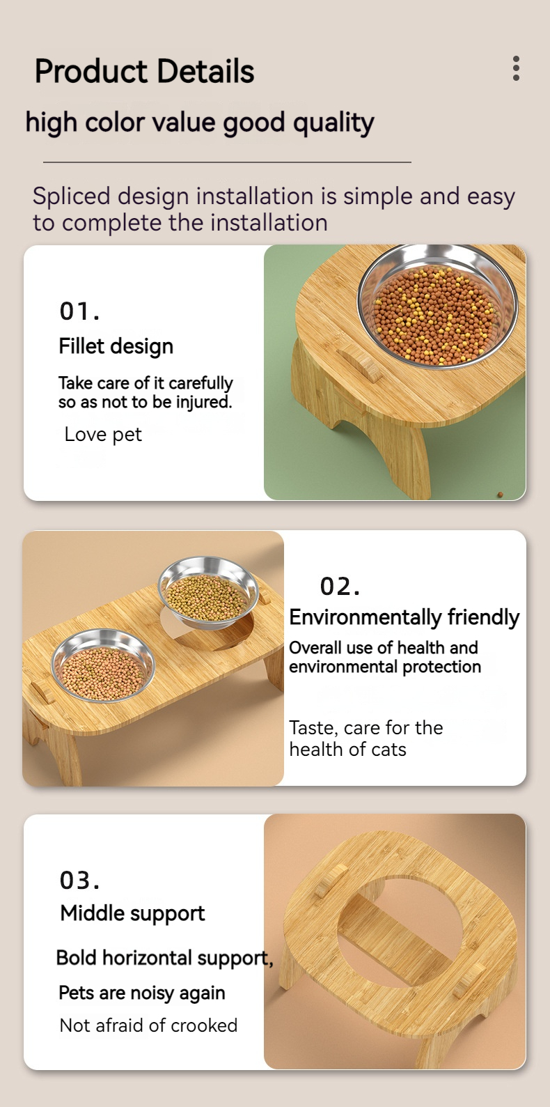 Wood Frame Circle Pet Bowl XSFB-0100
