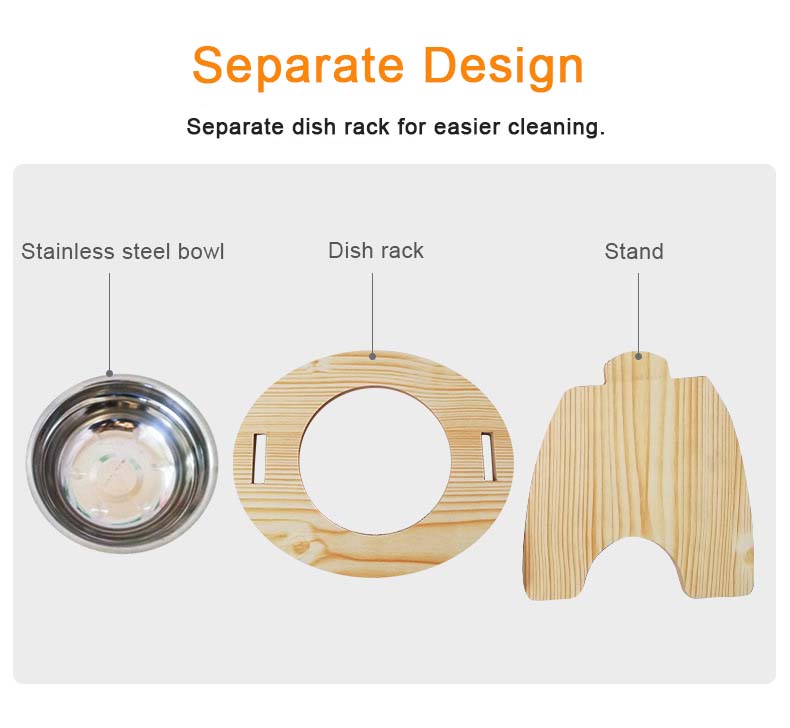 Wood Frame Circle Pet Bowl XSFB-0100