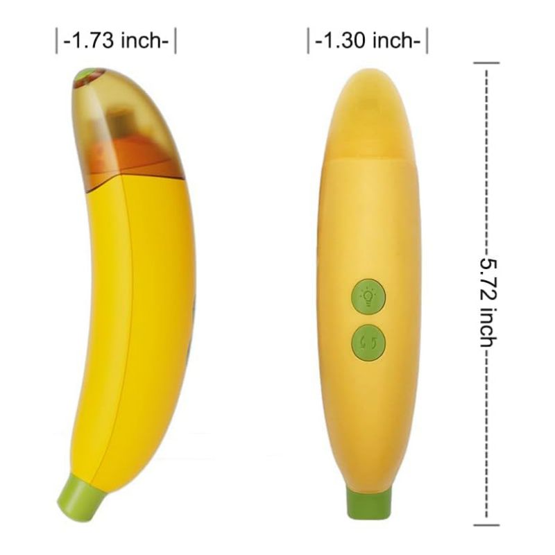 The product in question appears to be the Electric Pet Nail Clippers XSGP-0019, boasting a unique feature as a banana nail sharpener, tailored for both cat and dog grooming needs. This device combines the functionality of electric nail trimmers with a distinctive design reminiscent of a banana. This innovative approach to pet grooming offers efficiency and convenience, coupled with a playful aesthetic appeal.